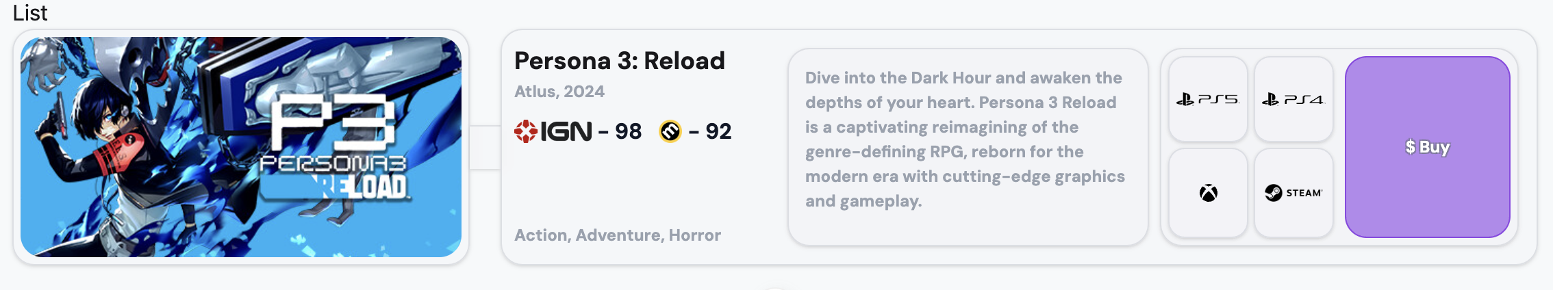 list card figma design